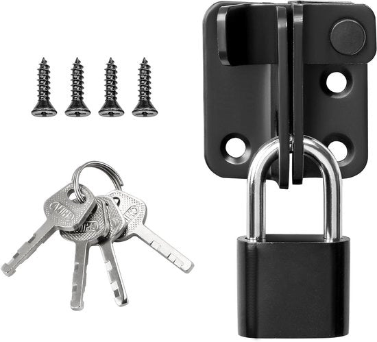 Blocco per porte scorrevoli per interni ed esterni con chiusura a sospensione - Blocco di sicurezza per cancelli e giardini - Finestra in acciaio inox nero - 40 x 45 mm