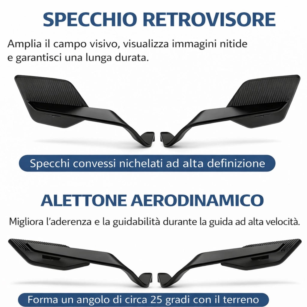 Coppia Specchietti Retrovisori Moto Cross Scooter da Manubrio Universali 175804