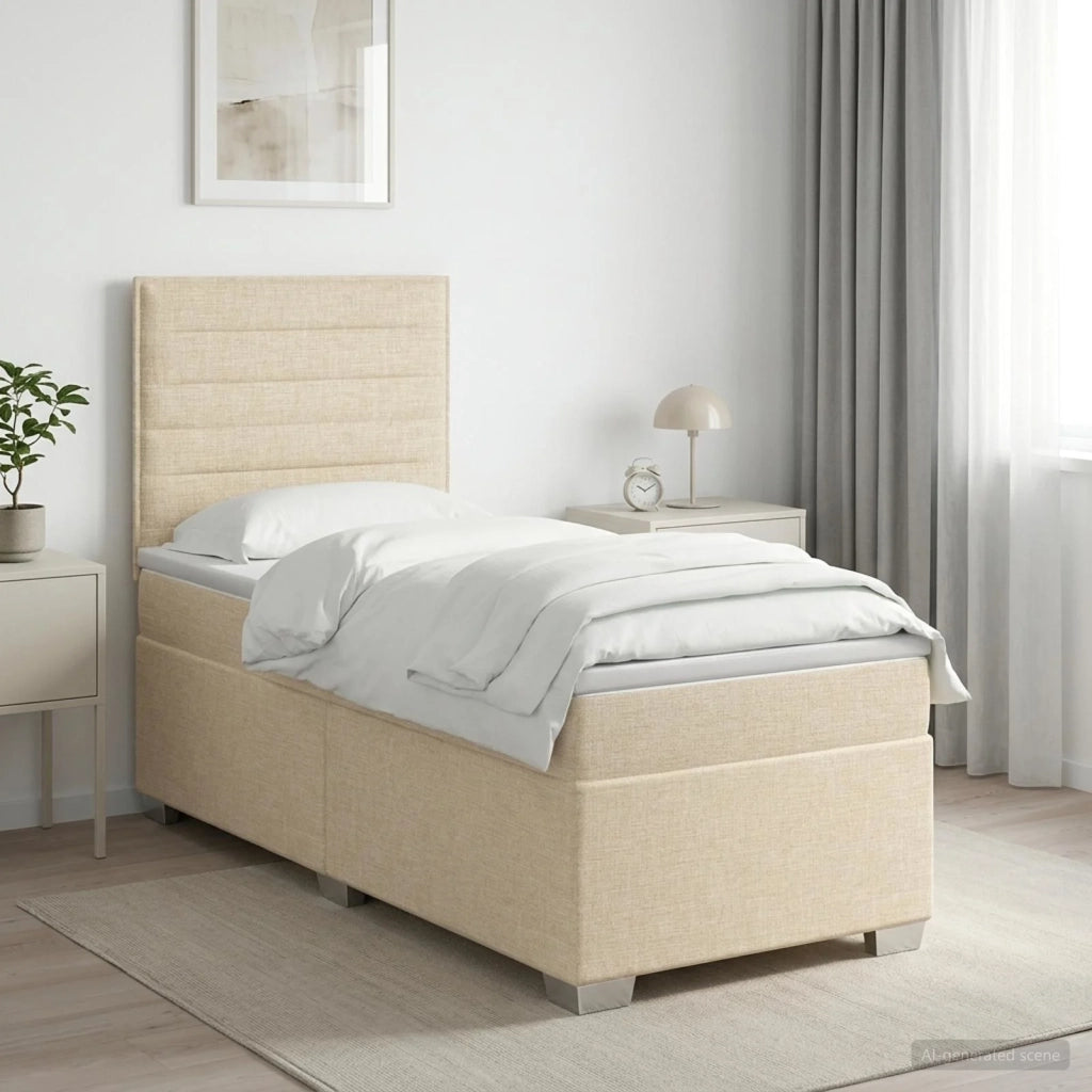 Letto box spring con materasso Crema 100 x 200 cm Tessuto 3454801