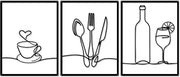 Decorazione di parete metallica minimalistica a linea - Set di 3 pezzi