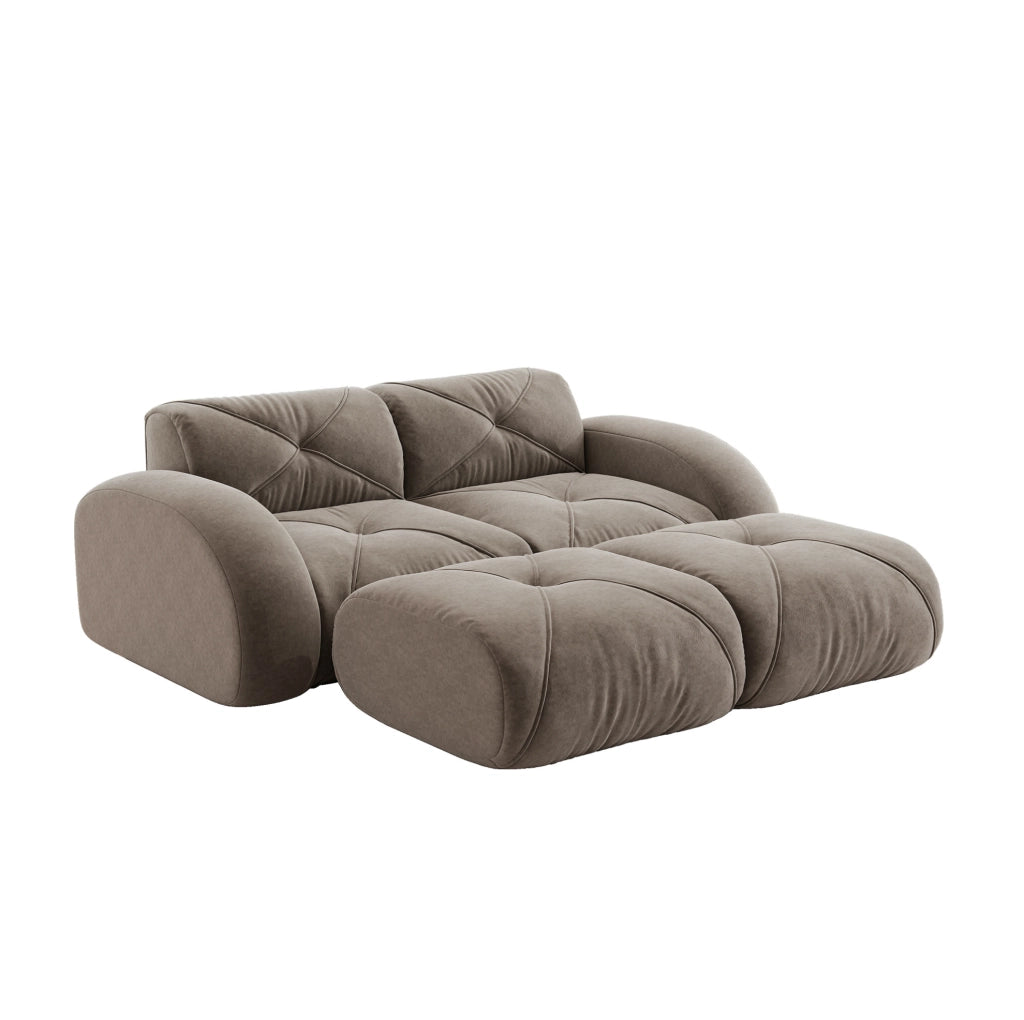 Divano modulare senza struttura in chenille taupe 204x171x76 cm