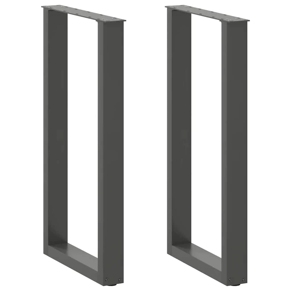 Set di 2 gambe per tavolo da bar a forma di U 50 x 90 cm con piedini regolabili design moderno in acciaio antracite 02_0057462