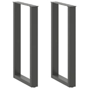 Set di 2 gambe per tavolo da bar a forma di U 50 x 90 cm con piedini regolabili design moderno in acciaio antracite 02_0057462