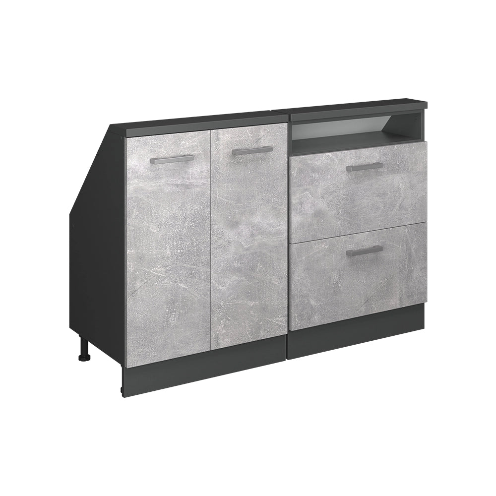 Mobile cucina sottotetto R-Line Calcestruzzo/Antracite 120 cm Set di 2 Vicco