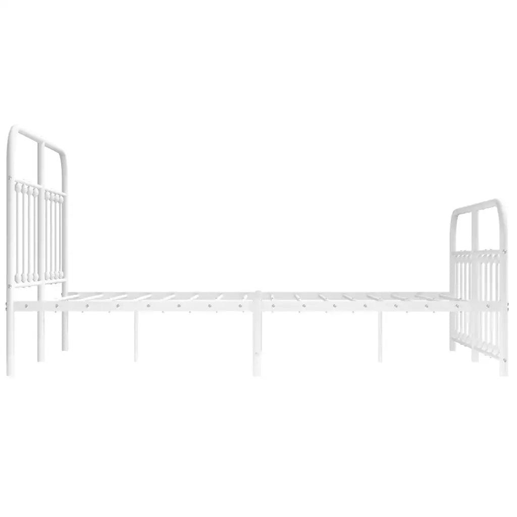 Giroletto con Testiera e Pediera-Struttura Letto Metallo Bianco 135x190 cm 628662
