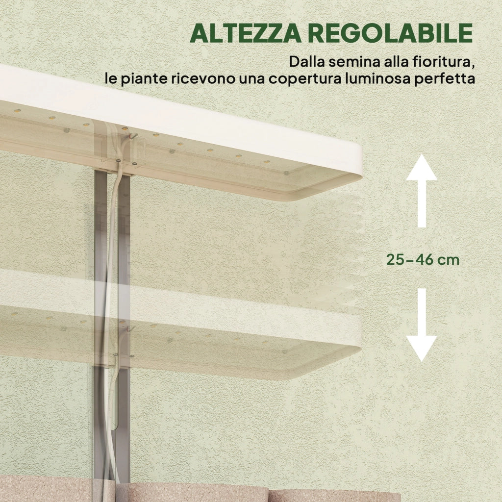 Lampada LED per Piante con 3 Vasi, Timer, Illuminazione Regolabile ¨C zephmum ¨C Bianco 45x18.8x47.8 cm