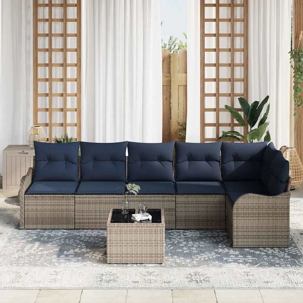 Set Divano da Giardino Grigio polyrattan 3345735