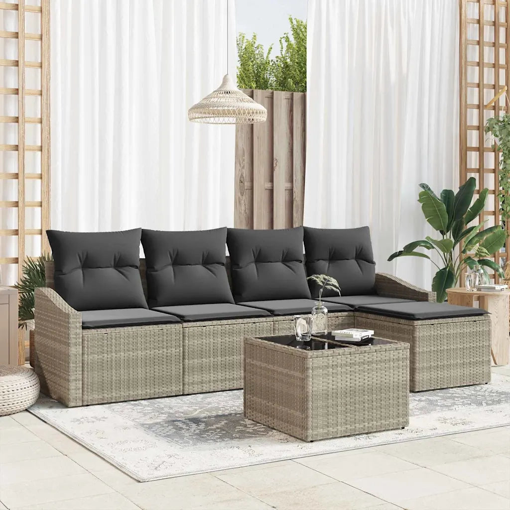 Set di divani con cuscino 6 pcs Grigio chiaro polyrattan 3355361