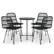Set da Pranzo da Giardino 5 pz | Set Salotto da Giardino Nero in Polyrattan