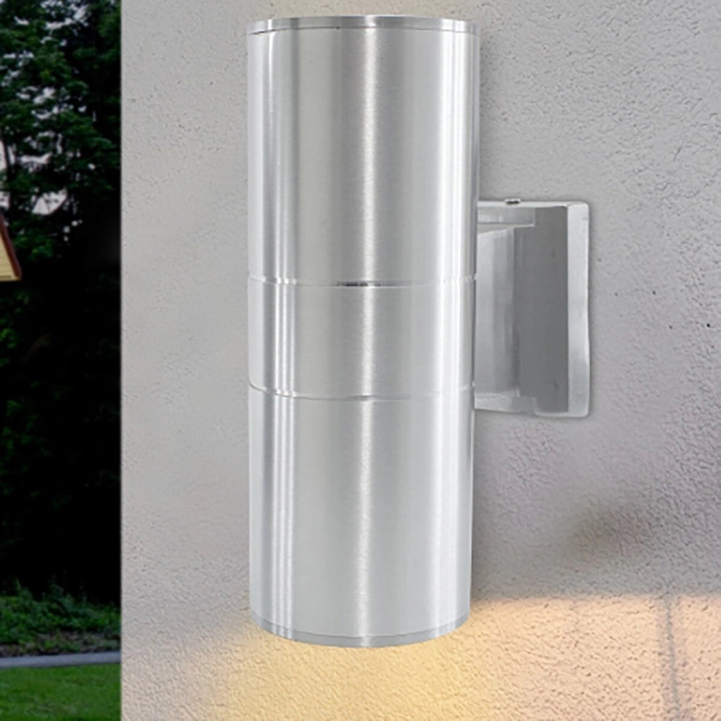 APPLIQUE DA PARETE LED LAMPADA ESTERNO DESIGN MODERNO ALLUMINIO ARGENTO SILVER