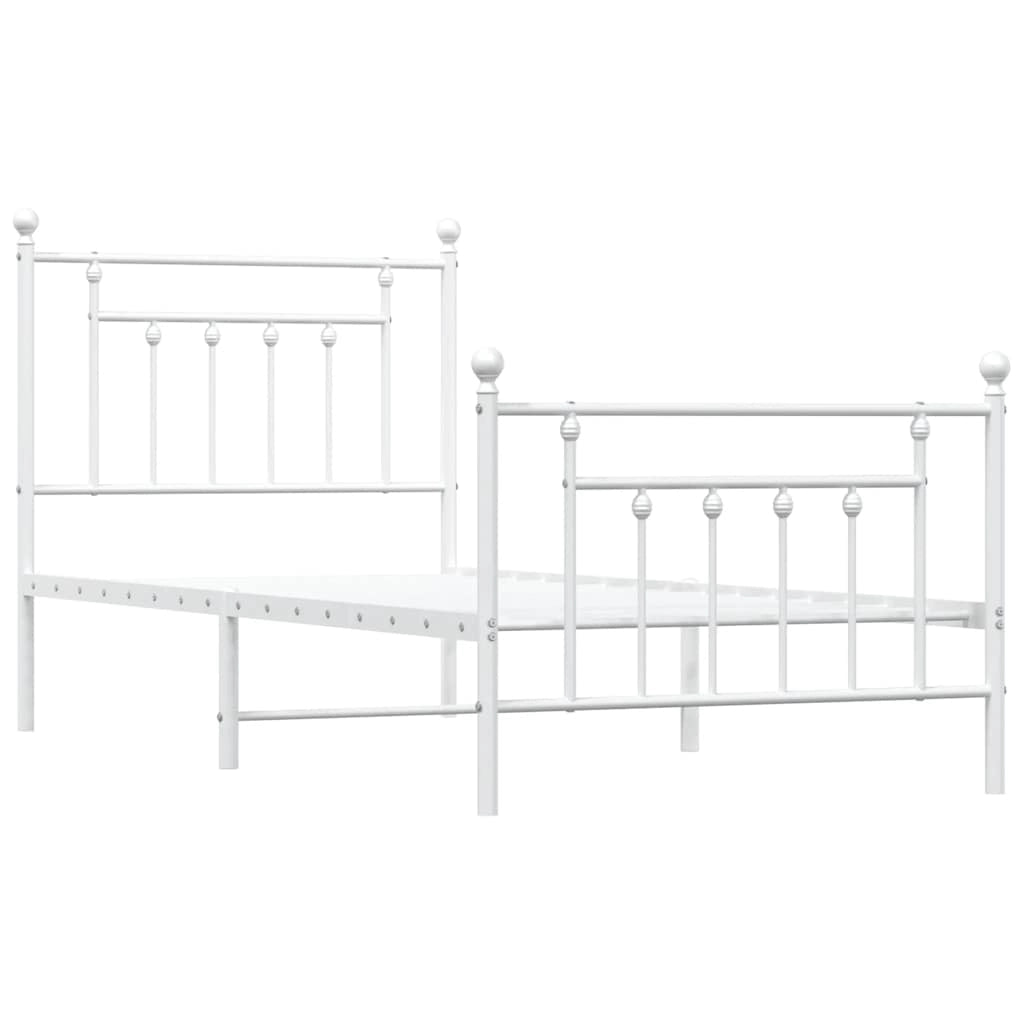 Giroletto con Testiera e Pediera Metallo Bianco 90x190 cmcod mxl 129768