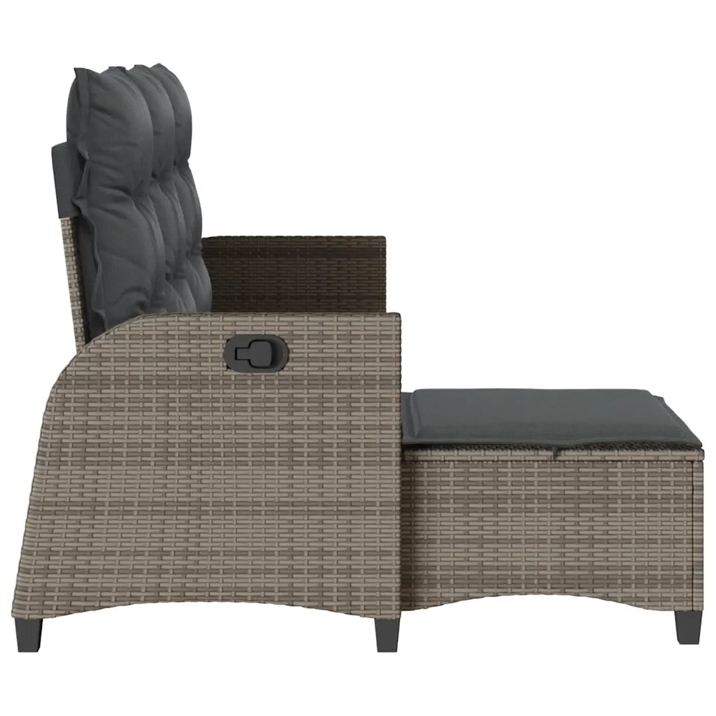 Divano Giardino Reclinabile a L con Cuscini-Sofa da Giardino-Divanetto da esterno Grigio Polyrattan 629973