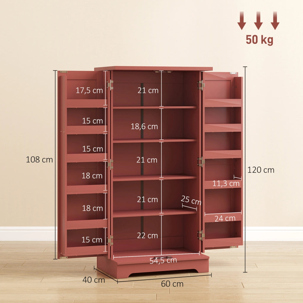 Buffet Cucina con Ante e Ripiani ¨C zephmum ¨C Legno Rosso 60x40x120 cm