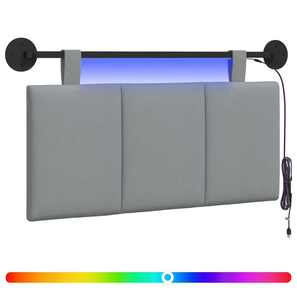 Testiera sospesa Con luce LED Grigio Chiaro Tessuto 3424750