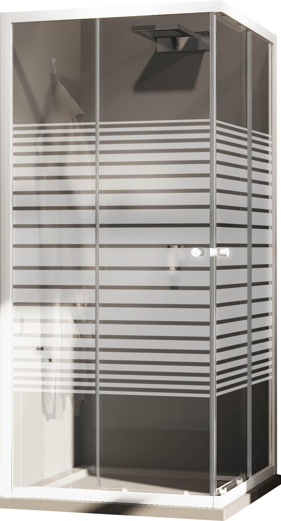 Box Doccia Angolare 80x100 cm 2 Ante Scorrevoli in Cristallo Serigrafato 4mm H185 Fosterberg Tonder Bianco