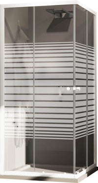 Box Doccia Angolare 80x100 cm 2 Ante Scorrevoli in Cristallo Serigrafato 4mm H185 Fosterberg Tonder Bianco