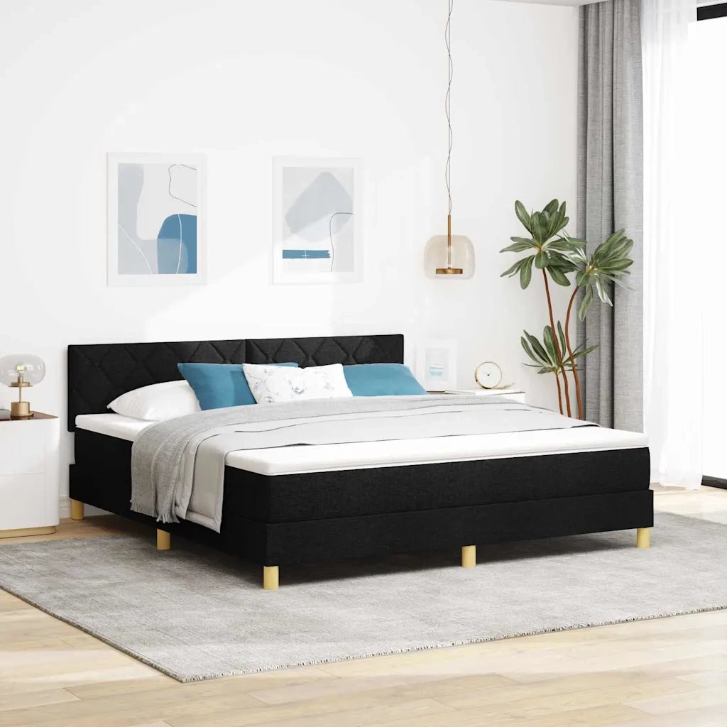 Letto a Sorgente LED con strisce LED Nero 180 x 200 cm Tessuto 3342536