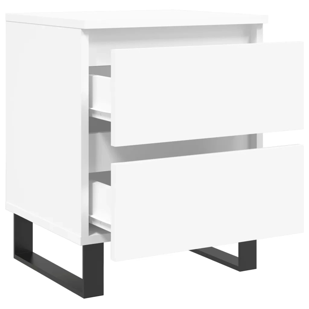 Set di 2 Comodini | Armadio da Notte | Mobiletto da notte Bianchi 40x35x50 cm in Legno Multistrato