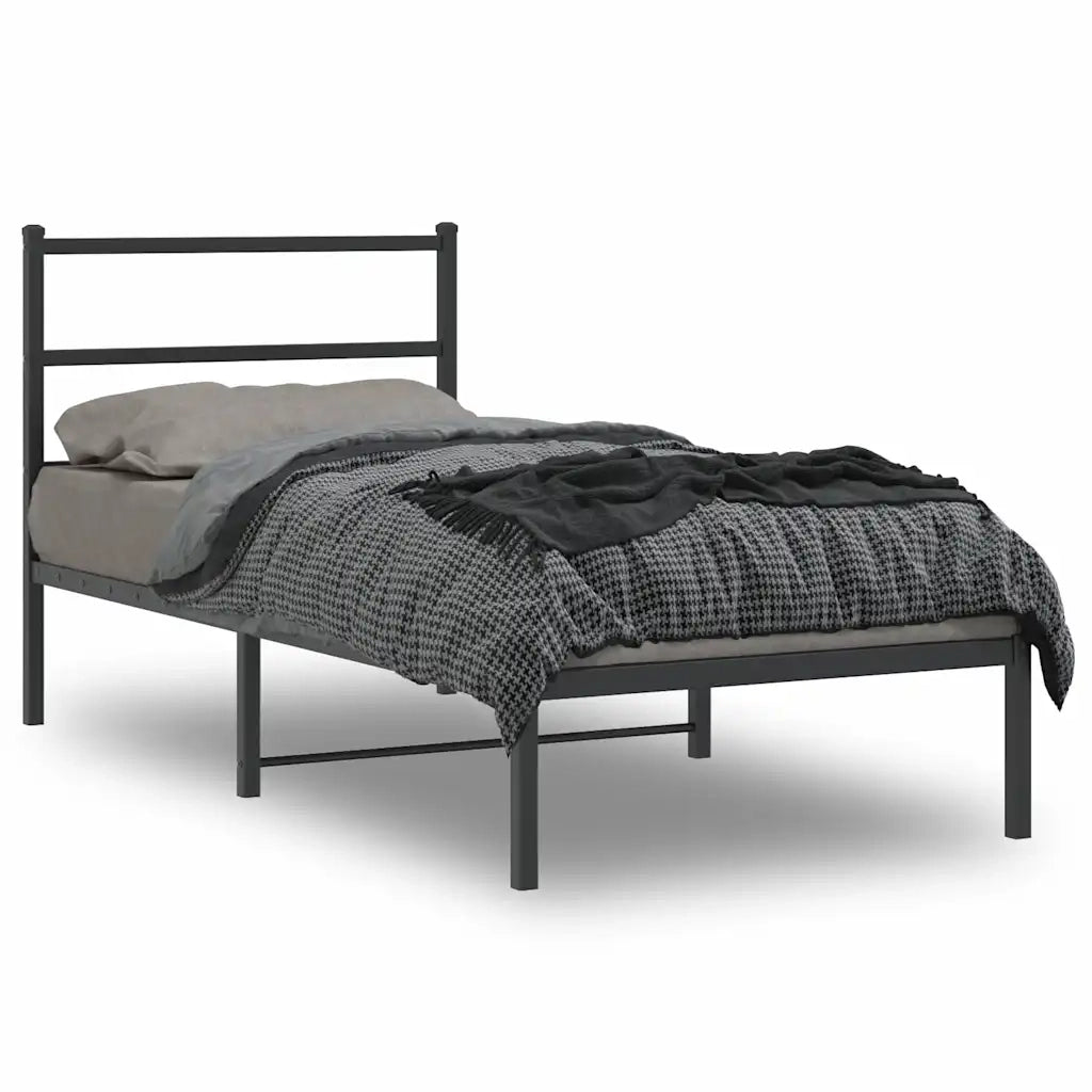 Giroletto con Testiera-Struttura Letto con testiera in Metallo Nero 90x190 cm 722257