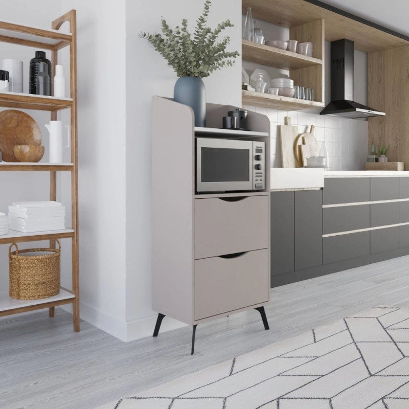 Mobile multiuso Gorki con cassetti tortora e ripiano bianco