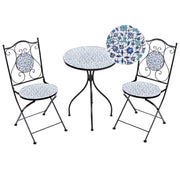 Set da bistrot da giardino in metallo nero con motivo a mosaico stile vintage