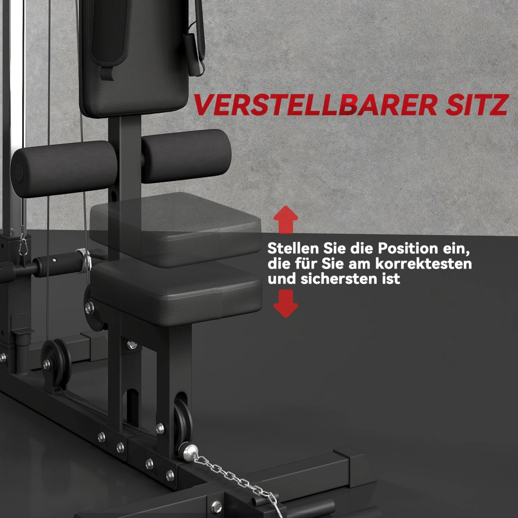 Stazione Fitness Multifunzione ¨C Xylo ¨C Acciaio e Ecopelle Nera