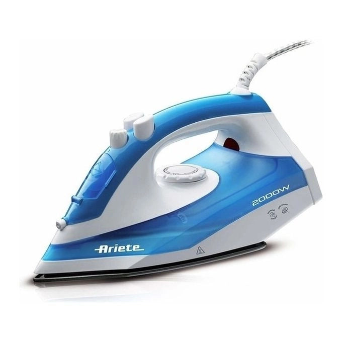 Ariete 6234 Steam Iron - Ferro da stiro con piastra in teflon - Colpo vapore 140 gr/min - Serbatoio 250 ml - 2000 W - Bianco e Azzurro