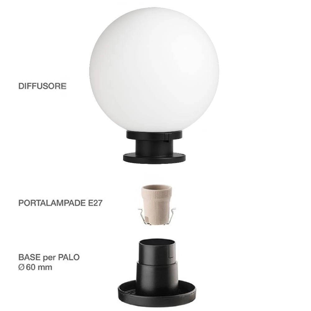 Globo acrilux sfera opale per lampioni montaggio a palo *** diametro 250 millimetri, confezione 1