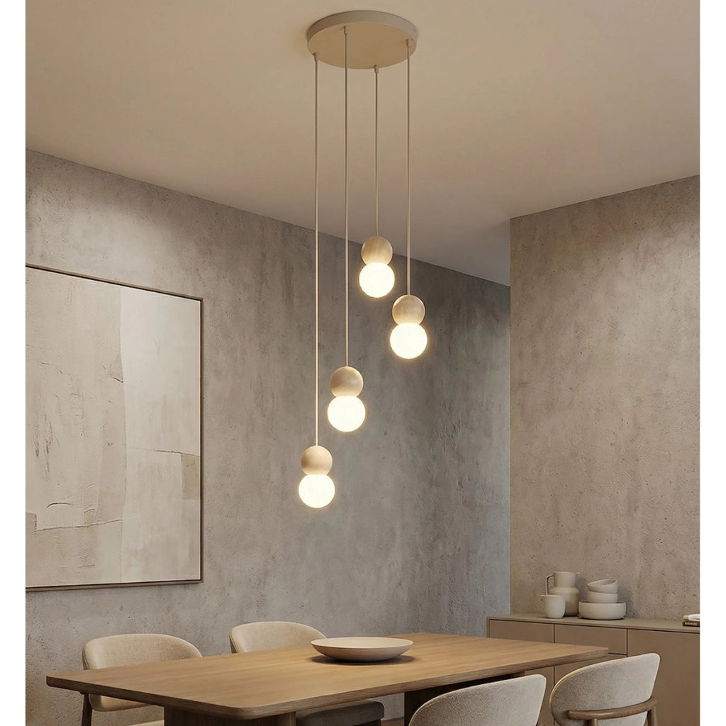Lampada a sospensione LOOP in acciaio moka e legno