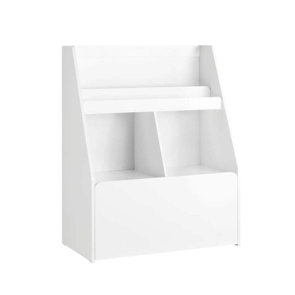 Libreria Per Bambini Scaffale Per Bambini Con Cassapanca Portagiochi Estraibile Mobili Cameretta Bianco 76x40x100cm KMB83-W