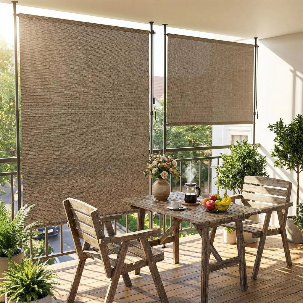 Tenda Verticale HDPE 200×310 cm Marrone, Tenda a Pinza Estensibile, Senza Forare, Privacy, Protezione Solare UV, Antivento, Resistente Alle Intemperie - per Balcone, Giardino, Terrazza
