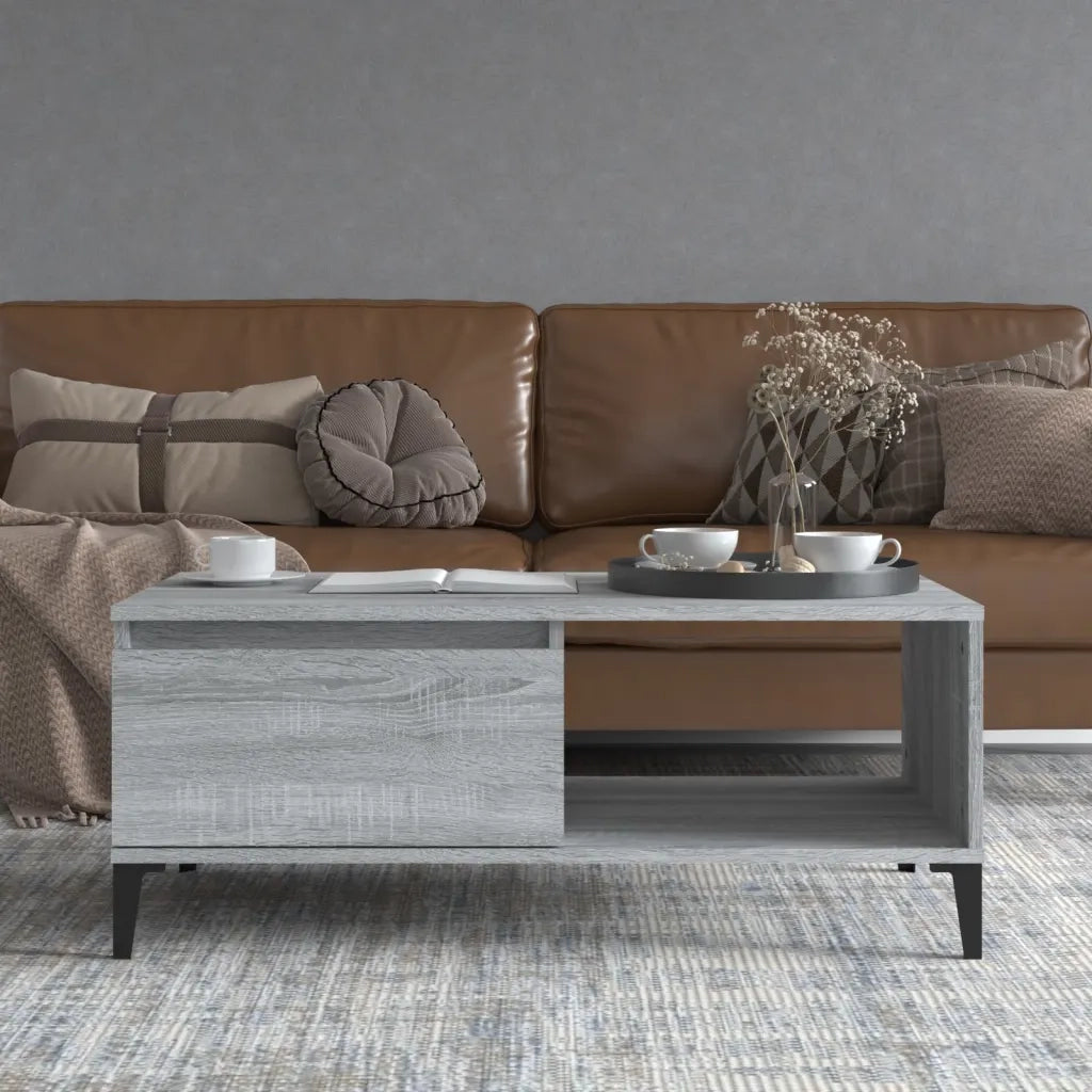 Tavolino Salotto Grigio Sonoma 90x50x36,5 cm Legno Multistrato cod mxl 26449