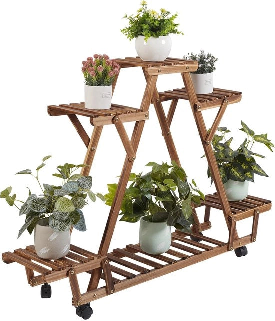 Pianta in legno per interni ed esterni - 4 livelli - 91x25x81cm - colore legno