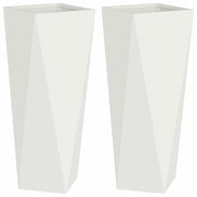 2 pz Fioriera | Cassetta per fiori | Vaso Bianco 30 x 30 x 75 cm Acciaio