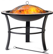 ® Braciere Rotondo Fuego da Esterno Mosaico 76x76cm Parascintille Camino da Giardino Stufa Caminetto Patio