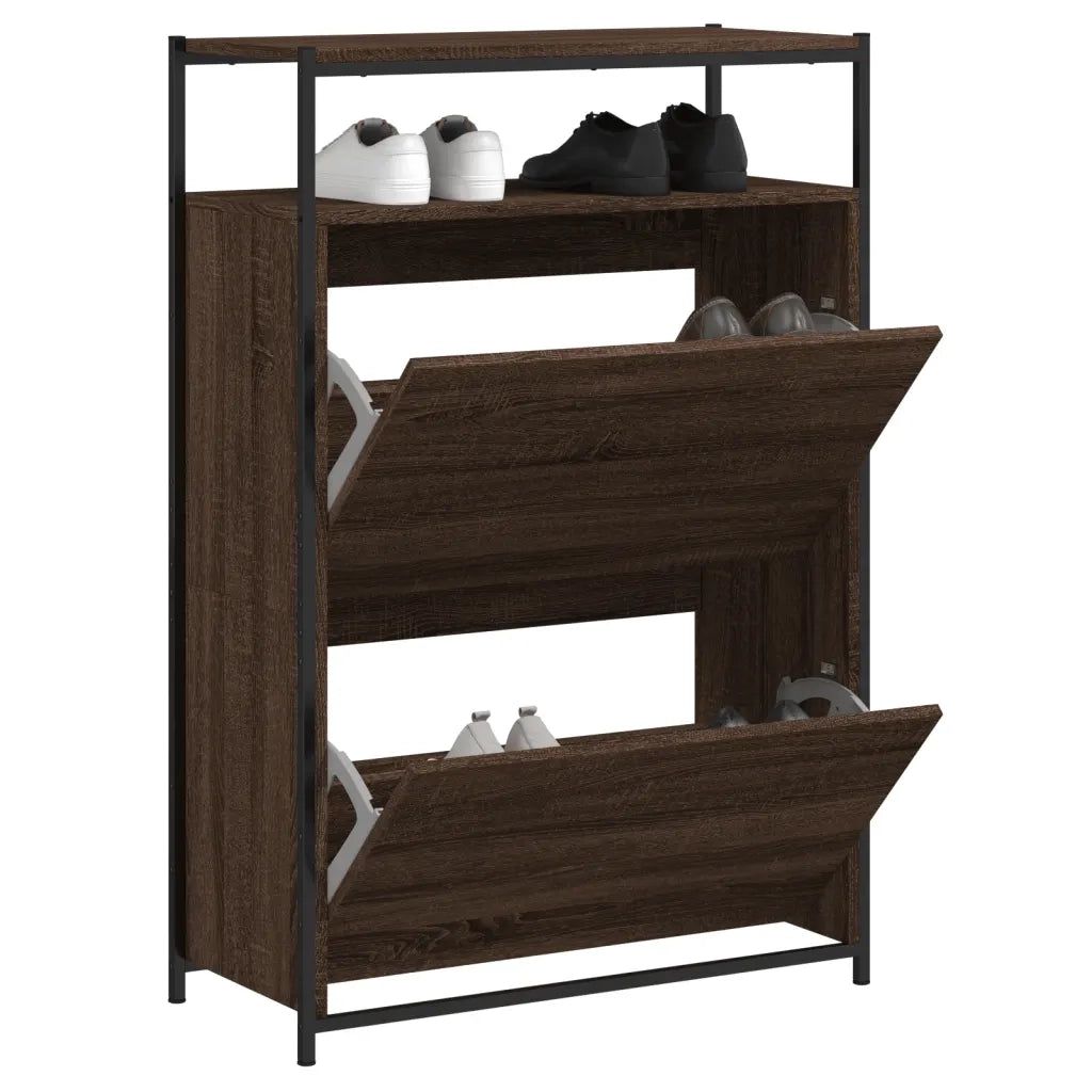 Scarpiera-Scaffale per scarpe Rovere Marrone 75x34x112 cm in Legno Multistrato