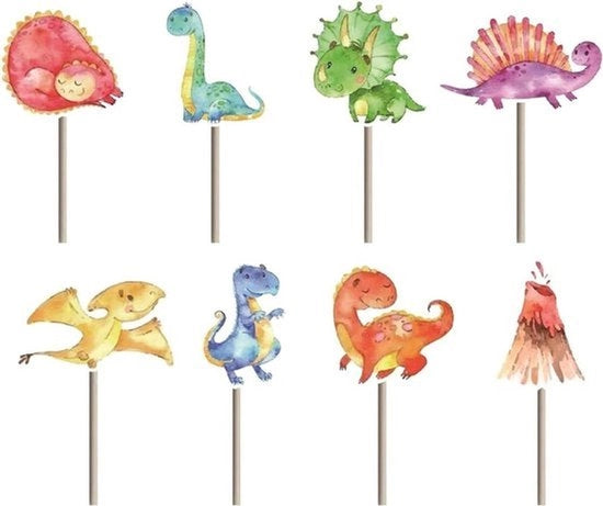 Decorazioni per torte - Dinosauri - Per bambini - Compleanno - Festa del bambino - Decorazioni per cupcake - 48 pezzi