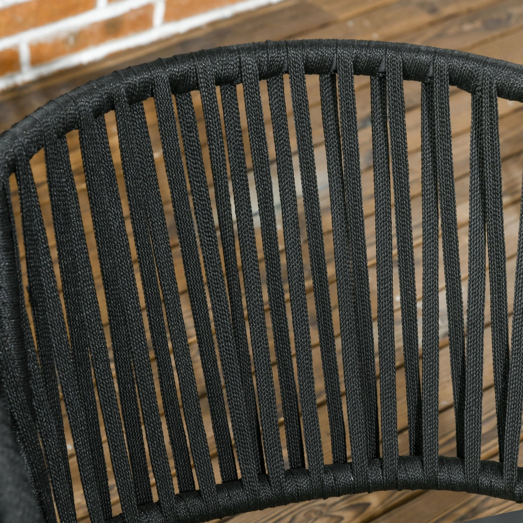 Set di sedie da giardino 2 pezzi con cuscini in acciaio nero e rivestimenti sfoderabili 71 × 57 × 60 cm