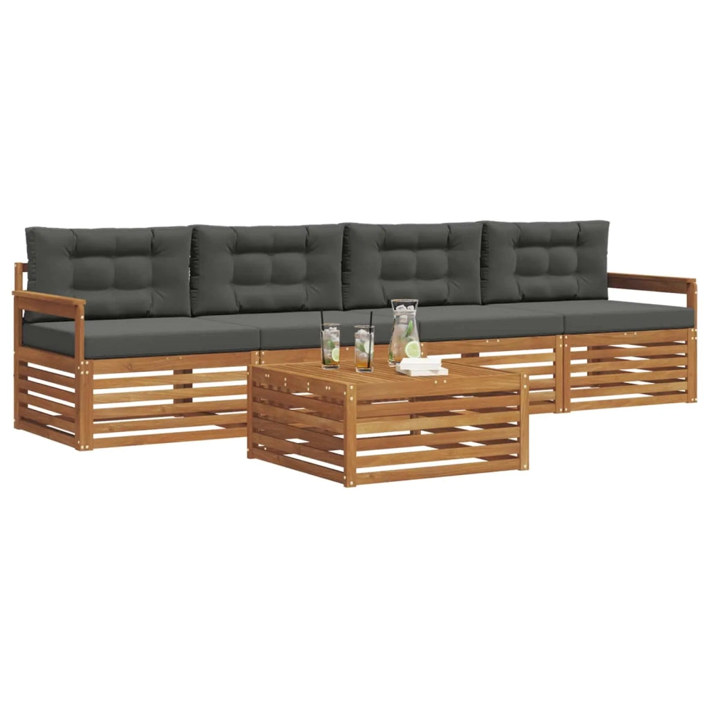 Set di divani da esterno con cuscino 5 pcs Naturale e Antracite 3372967
