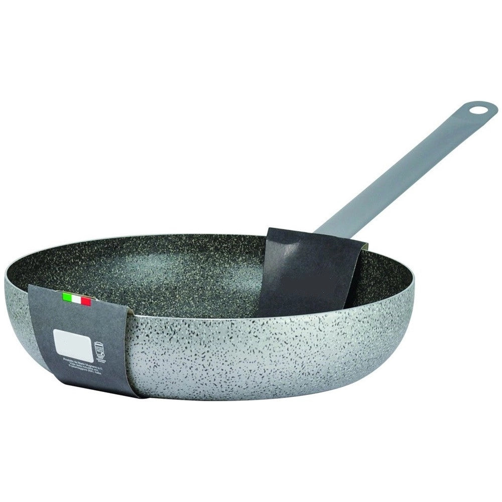 Trade Shop - Padella In Alluminio Antiaderente Saltapasta Grigio Pietra ø 34/38cm Con Manico Cucina -