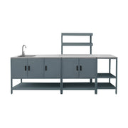 Cucina da esterno, 3 moduli in acciaio inox, blu grigio