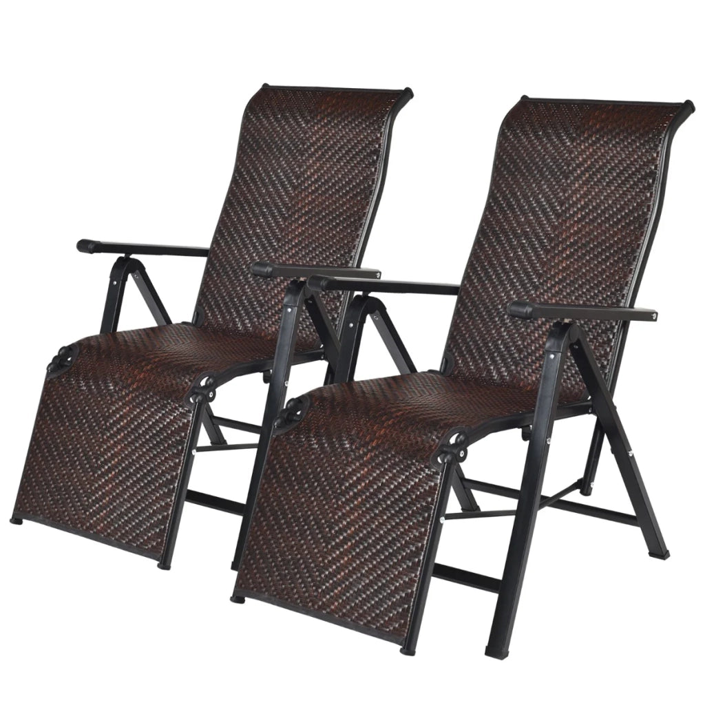 Set di 2 lettini prendisole da giardino 59 x 151,5 x 75 cm posizione regolabile braccioli stile classico rattan PE marrone 20_0012552