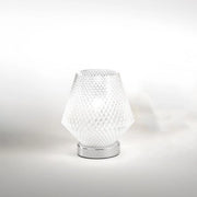 LAMPADA DA TAVOLO IN VETRO BIANCO SFUMATO E BASE CROMO 1XE27 ARNIA PERENZ