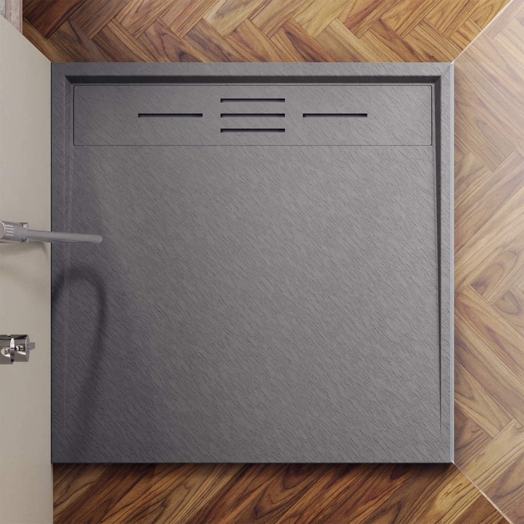 Piatto doccia 80x80 effetto pietra colore grigio | Spanios