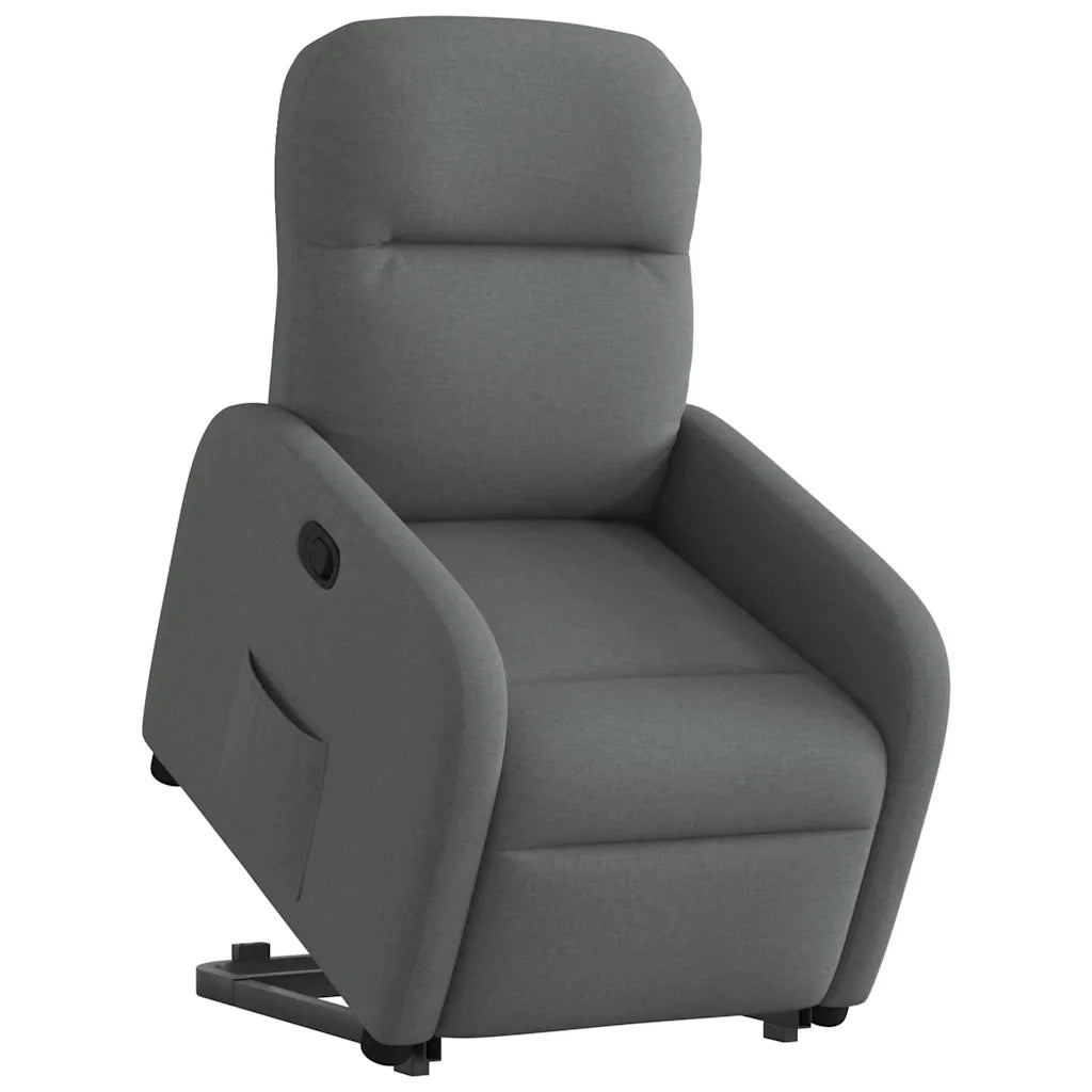 Poltrona | Sedia Relax Alzapersona Reclinabile Grigio Scuro in Tessuto