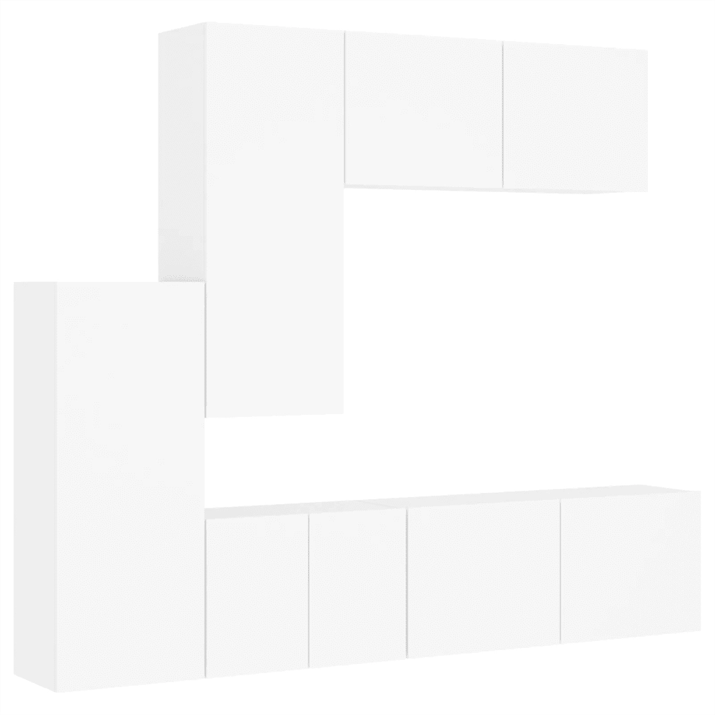 Mobili TV a Muro 5pz-Set di 5 Credenza per TV sospesa Bianchi in Legno Multistrato