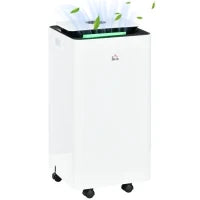 Deumidificatore Portatile da 10L con 5 Modalità, 2 Velocità, Timer 24h e Ruote, 25x25x50.5cm, Bianco