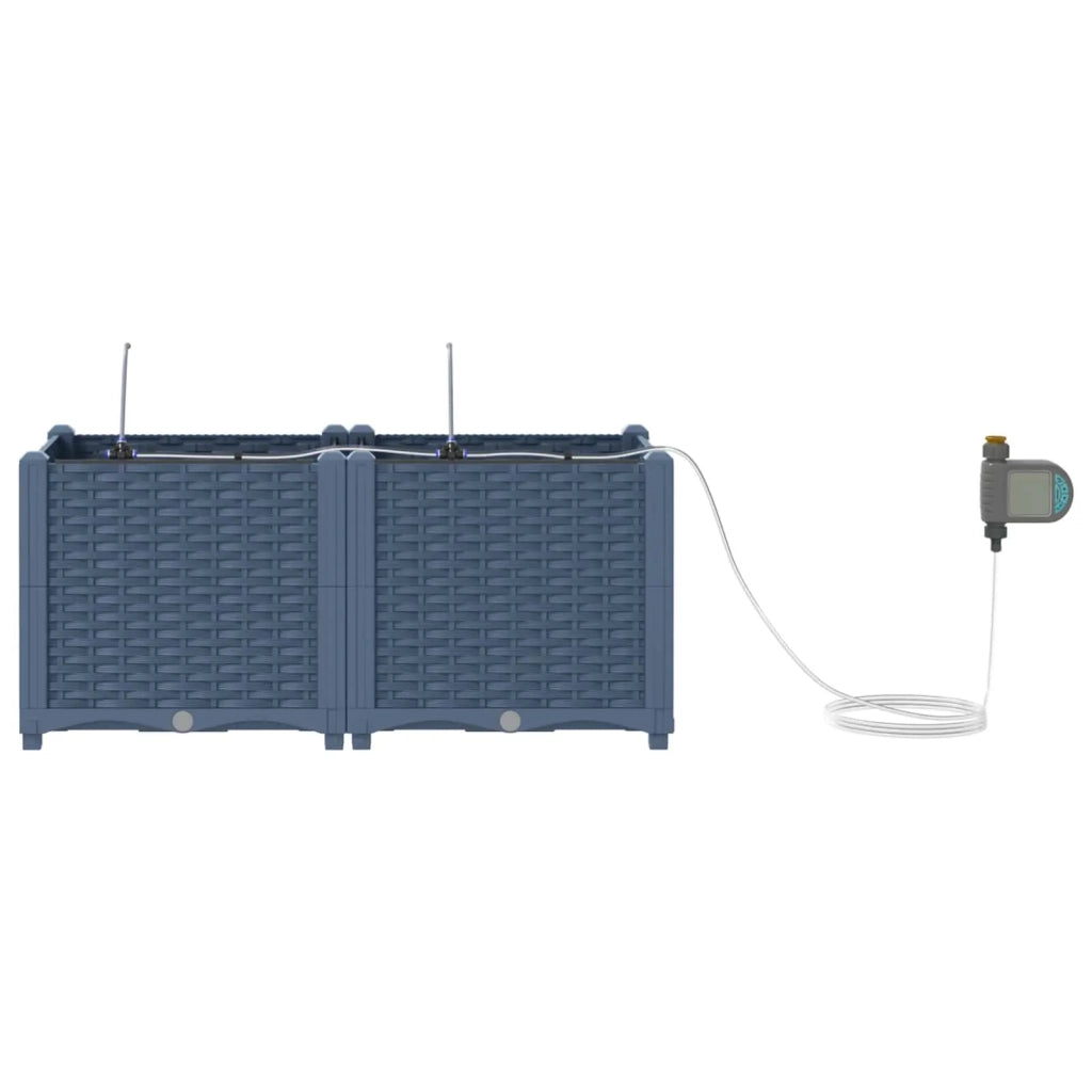 Vaso da giardino 2 pcs Grigio 80 x 40 x 37,5 cm Plastica 42002868