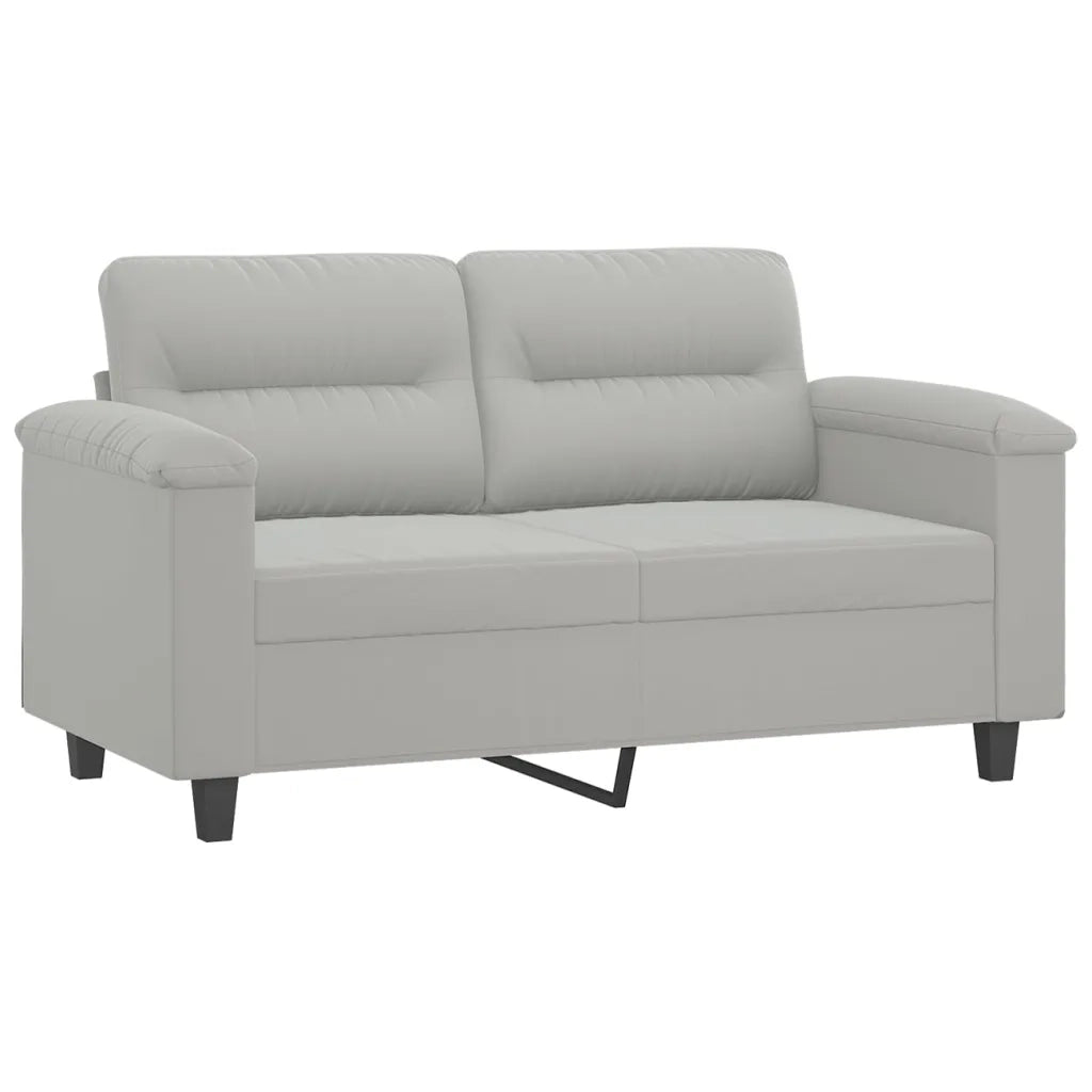 Set Divani 4 pz con Cuscini Grigio Chiaro in Tessuto Microfibra