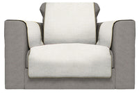 Copridivano con Copri Braccioli Seduta 60 cm in Poliestere Panna